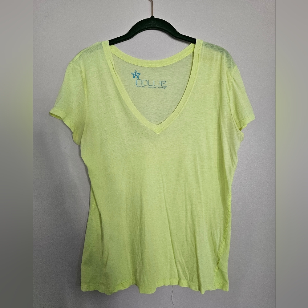 Nollie Women's Neon Light Yellow V-Neck Tee